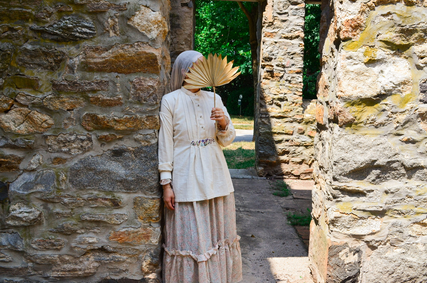 Siham Cotton Embroidered Tunic - Ivory Cream