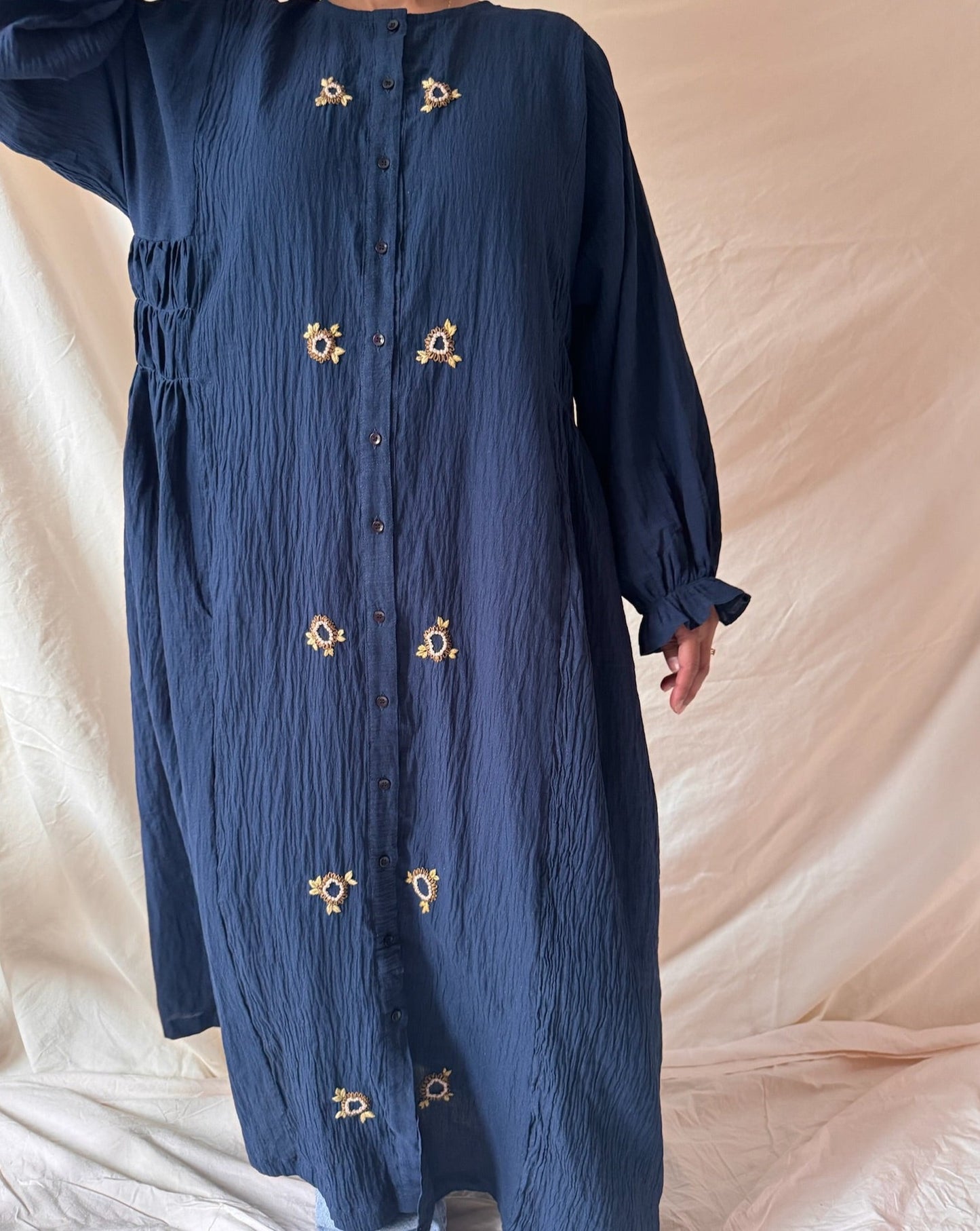 Nabila Cotton Embroidered Maxi - Royal Blue